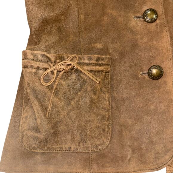 J. Jill Chocolate Brown 100% Leather Blazer Jacket Women’s XS Western Preppy - Picture 7 of 13